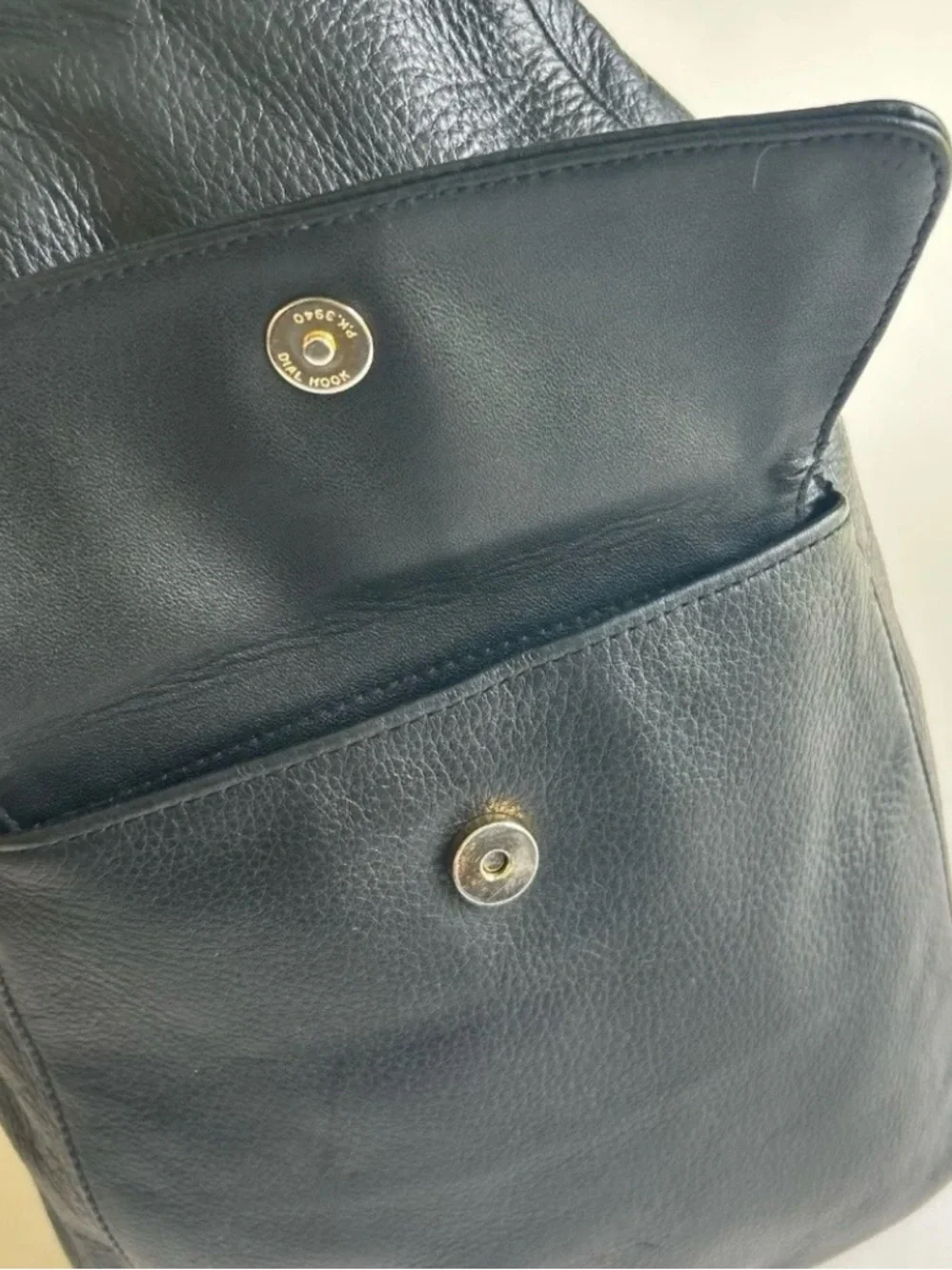 Charter Club Black Genuine Leather One Strap Backpack.